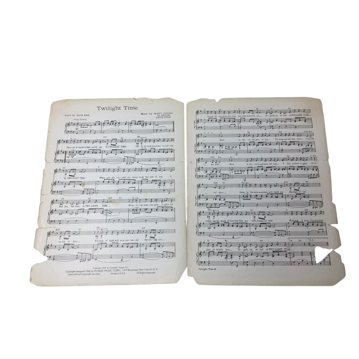 Vintage Copy of the Sheet Music for "Twilight Time" A+ Stuff  A+ Stuff Sheet Music