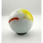 Vintage Opaque White Glass Shooter Marble with Yellow Smudge and Reddish Orange  Line