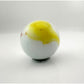 Vintage Opaque White Glass Shooter Marble with Yellow Smudge and Reddish Orange  Line