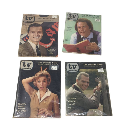 Vintage Bundle of 4 TV Magazines ''The Detroit News Program Listings''