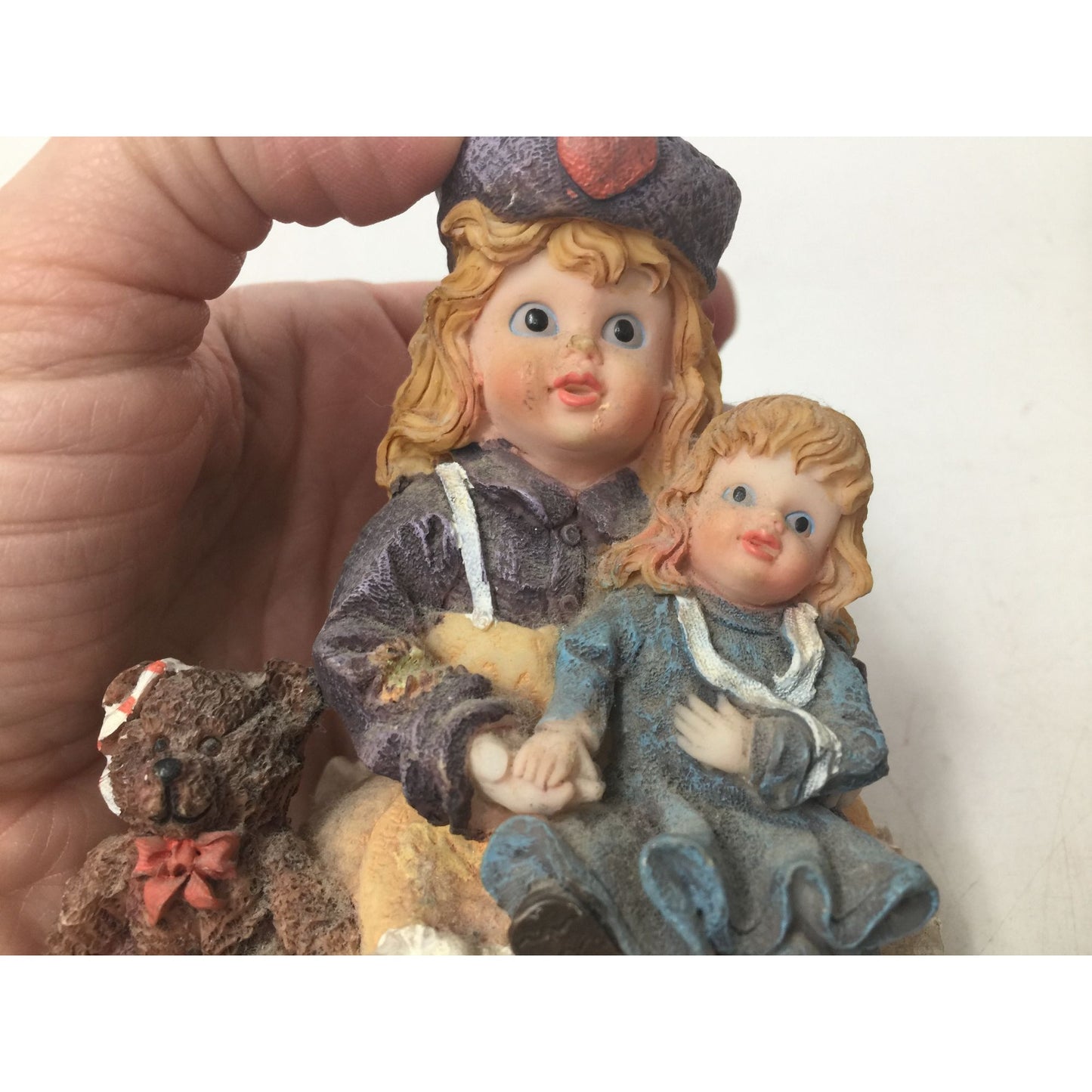 K's Collection Little Girl Holding a doll Statue/Figurine