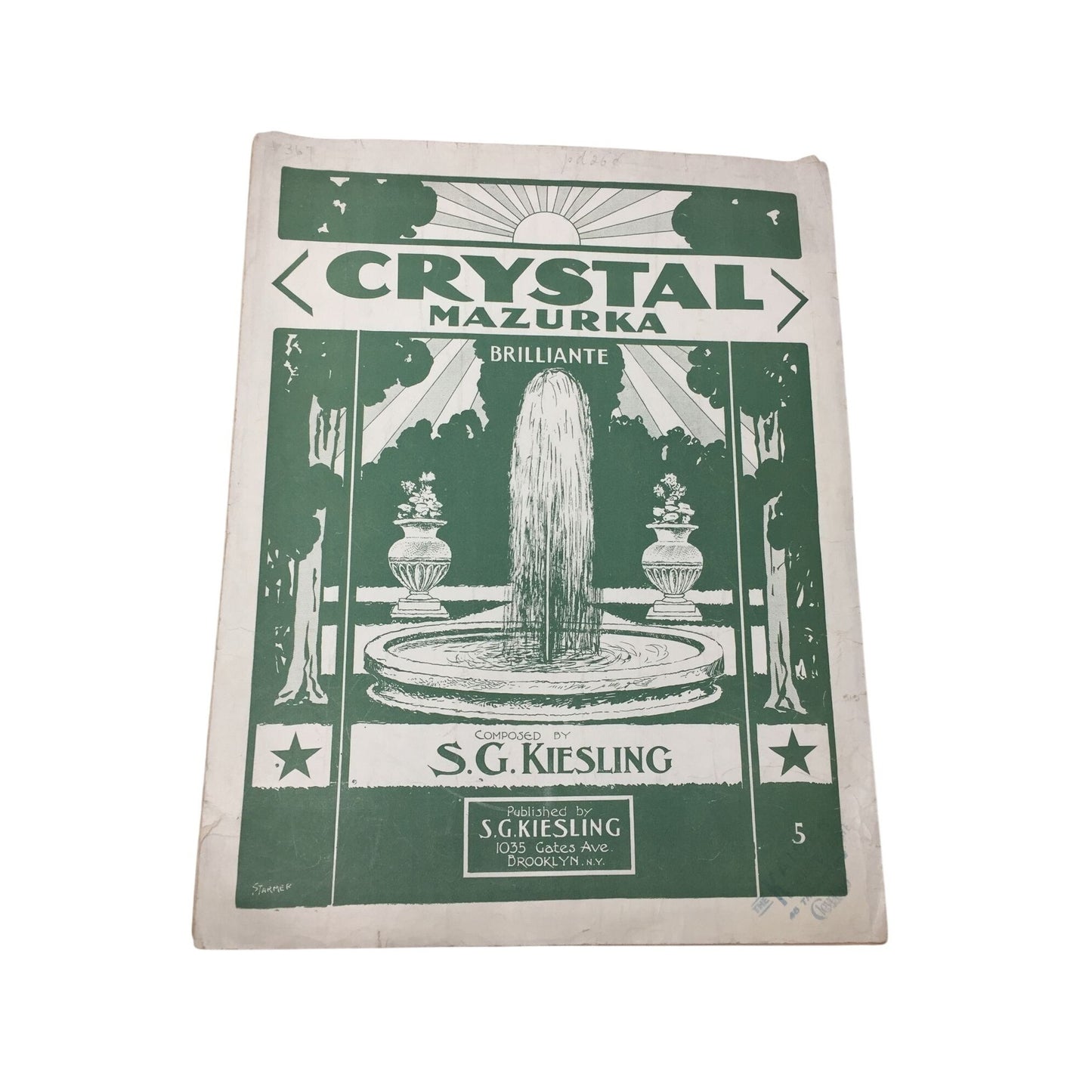 Antique Sheet Music Book - ''CRYSTAL MAZURKA BRILLIANTE''