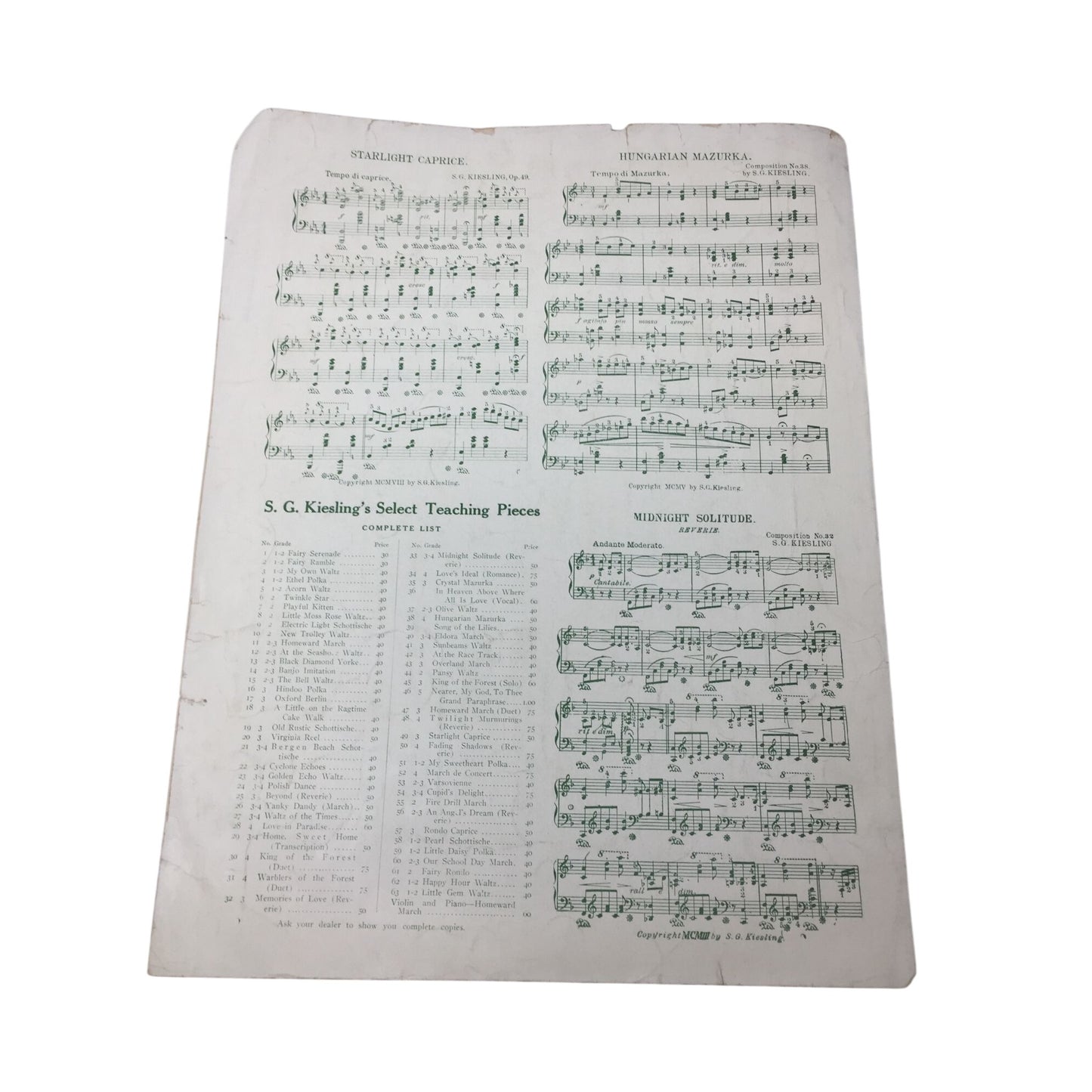 Antique Sheet Music Book - ''CRYSTAL MAZURKA BRILLIANTE''