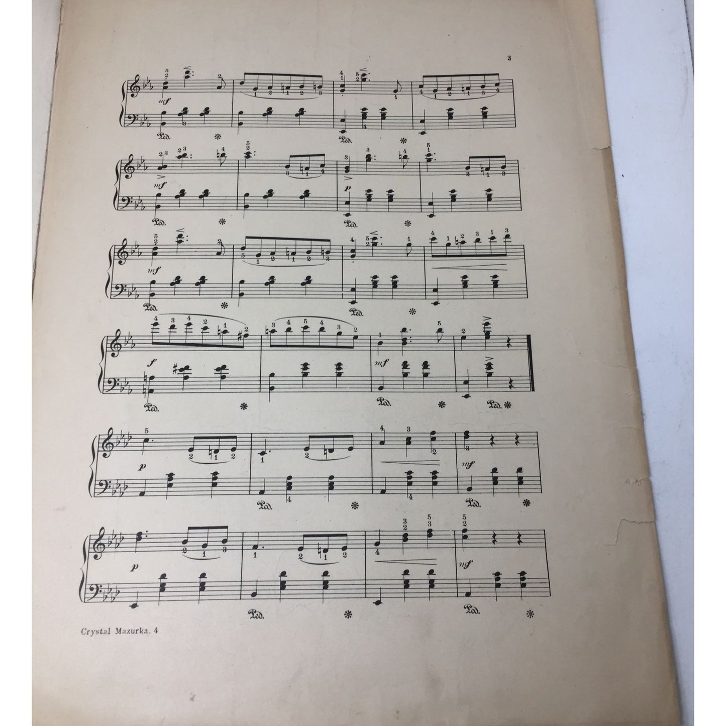 Antique Sheet Music Book - ''CRYSTAL MAZURKA BRILLIANTE''