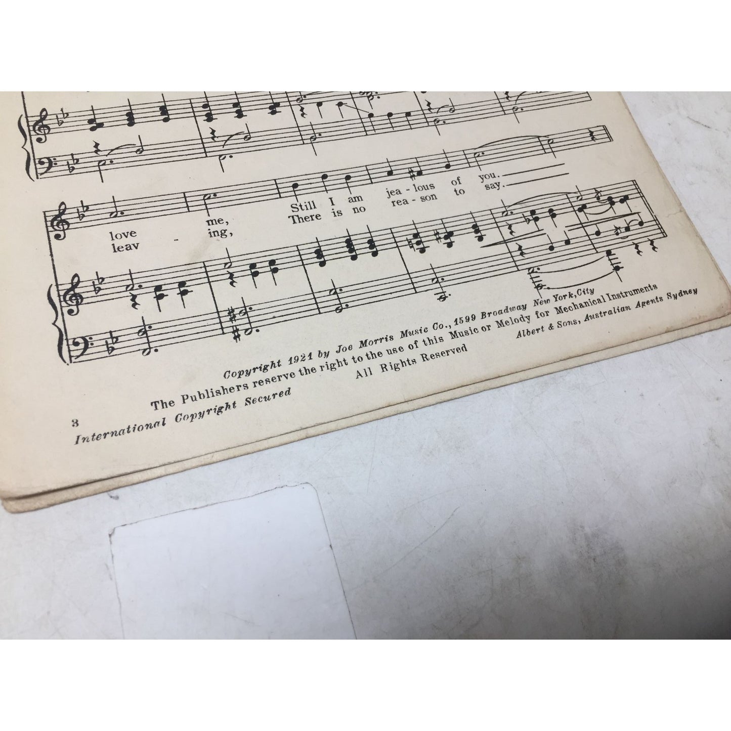 ''JEALOUS OF YOU'' ANTIQUE SHEET MUSIC BOOK