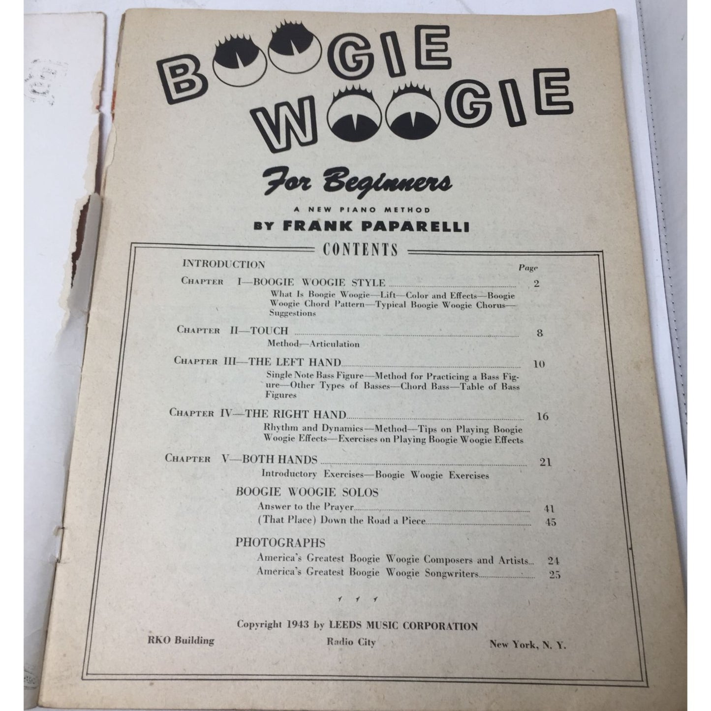 ''Boogie Woogie For Beginners'' Sheet Music Book
