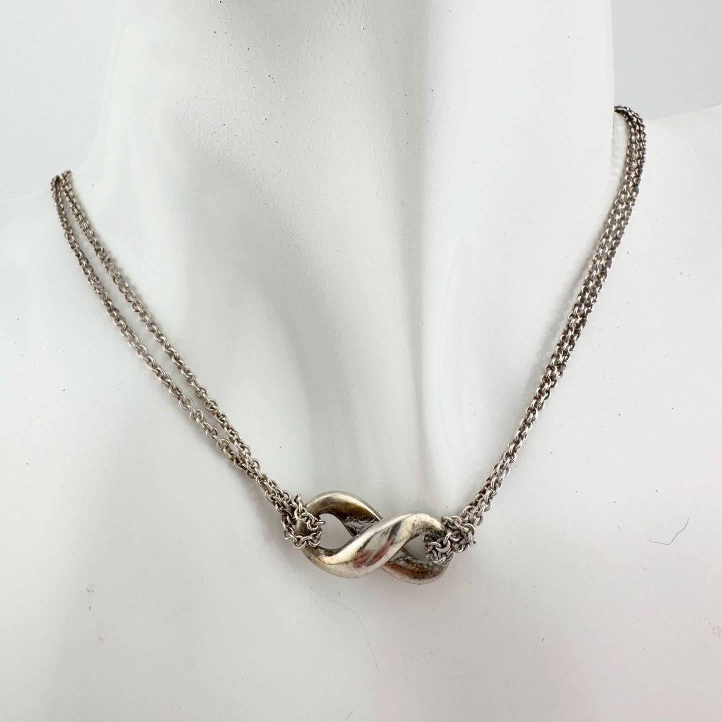 Tiffany & Co Infinity Double Chain Pendant and Necklace in Sterling SIlver