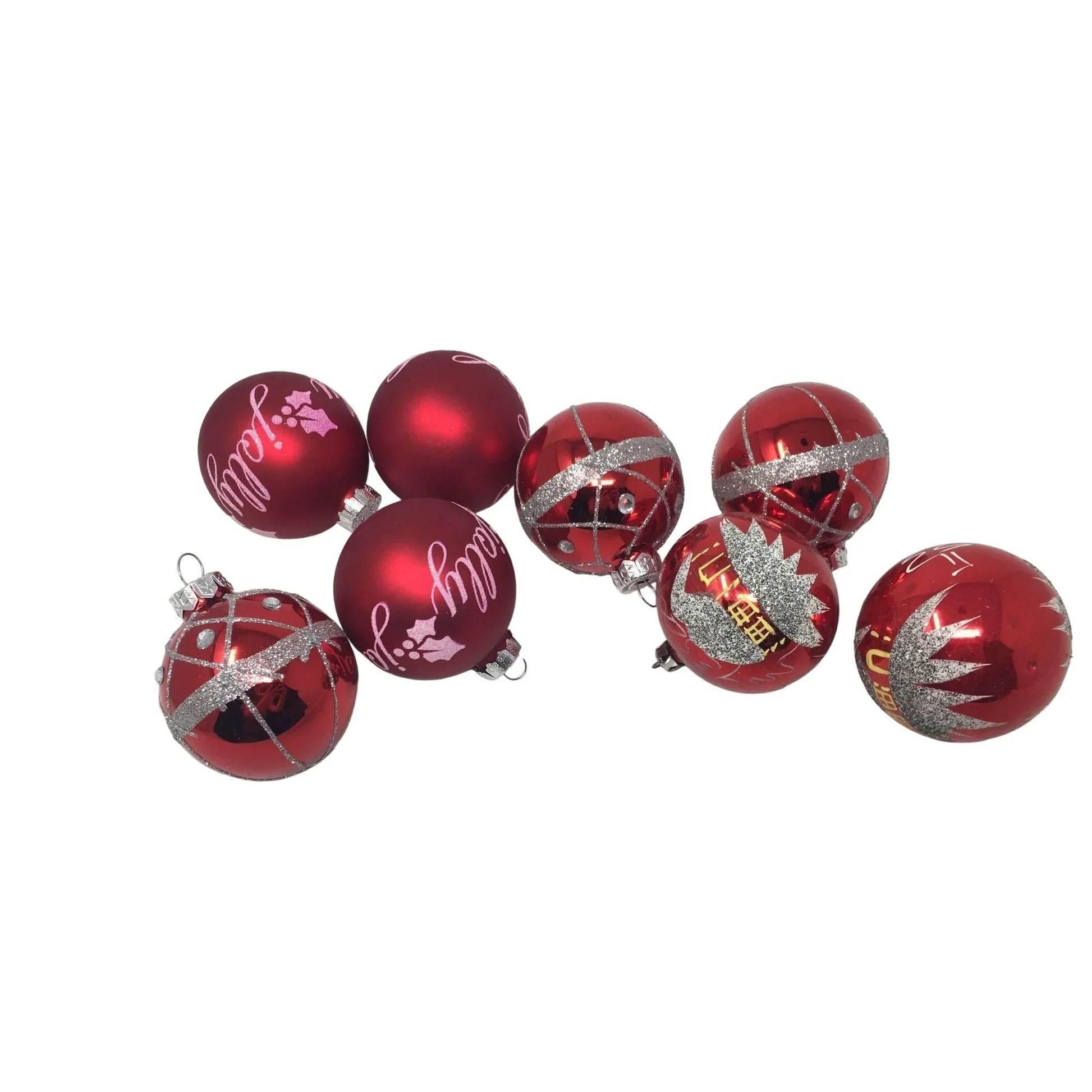 Set of 8 Red Christmas Tree Ornaments - A+ Stuff