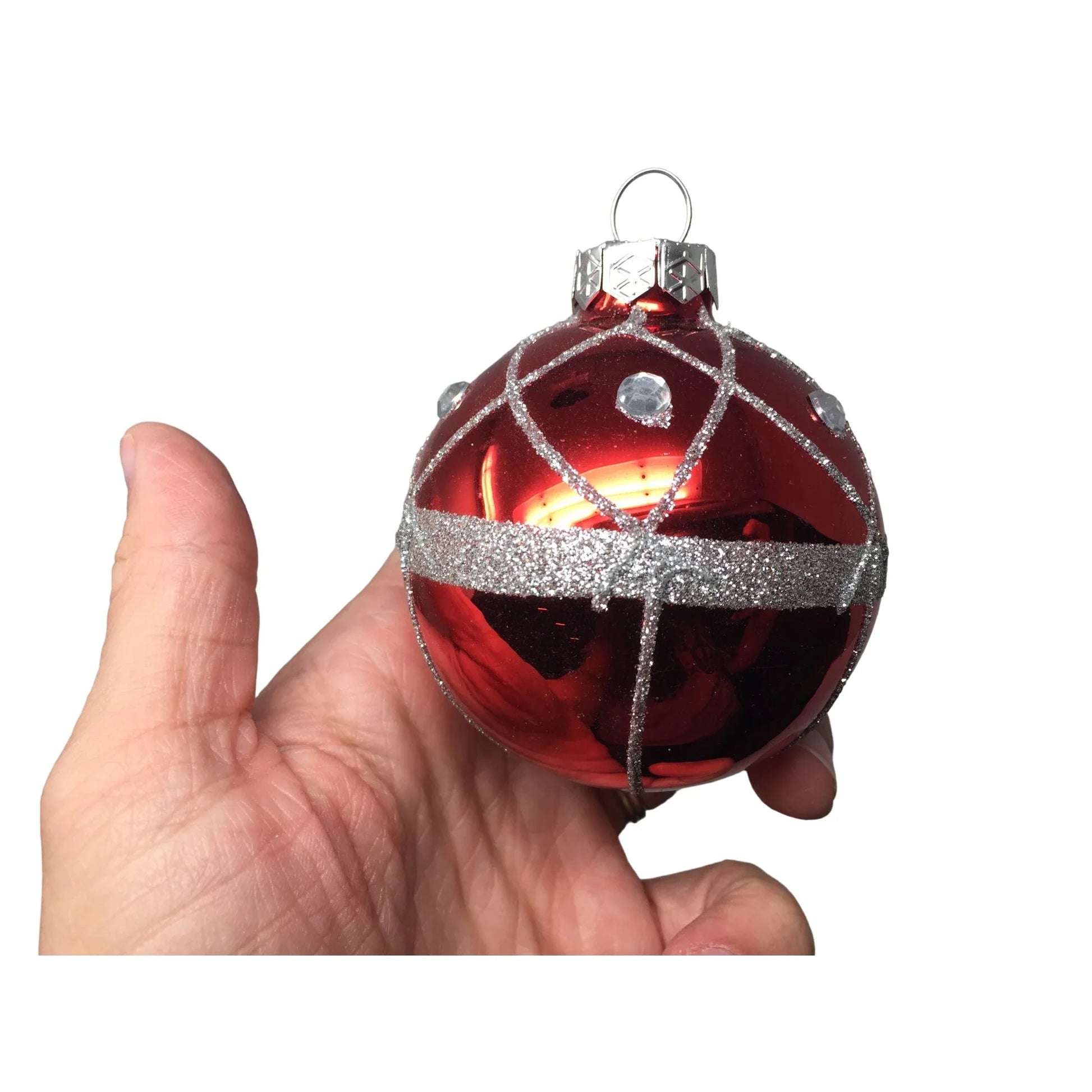 Set of 8 Red Christmas Tree Ornaments - A+ Stuff
