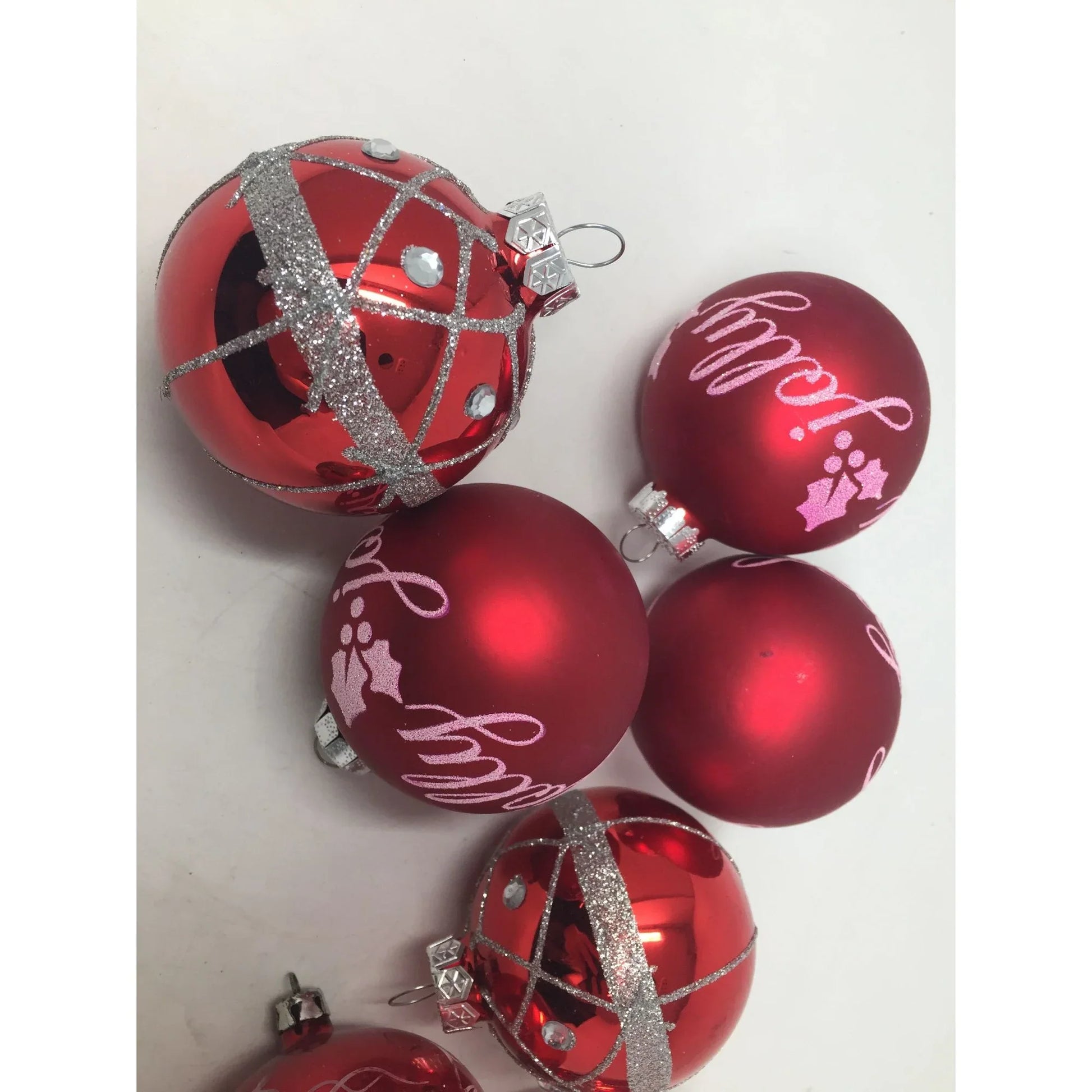 Set of 8 Red Christmas Tree Ornaments - A+ Stuff