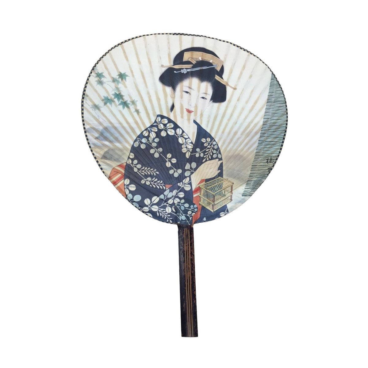 Vintage Japanese Uchiwa Paddle Fans - Set of 3 - Handpainted --  A+ Stuff Collectibles