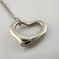 Tiffany & Co Elsa Peretti Open Heart Necklace in Sterling Silver with Dust Bag