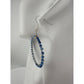 Womens Blue & Silver Hoop Earrings with Green Jewelry Pouch