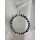 Womens Blue & Silver Hoop Earrings with Green Jewelry Pouch