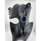 Womens Blue & Silver Hoop Earrings with Green Jewelry Pouch