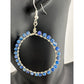 Womens Blue & Silver Hoop Earrings with Green Jewelry Pouch