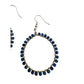 Womens Blue & Silver Hoop Earrings with Green Jewelry Pouch