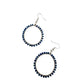 Womens Blue & Silver Hoop Earrings with Green Jewelry Pouch