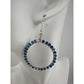 Womens Blue & Silver Hoop Earrings with Green Jewelry Pouch