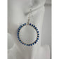 Womens Blue & Silver Hoop Earrings with Green Jewelry Pouch