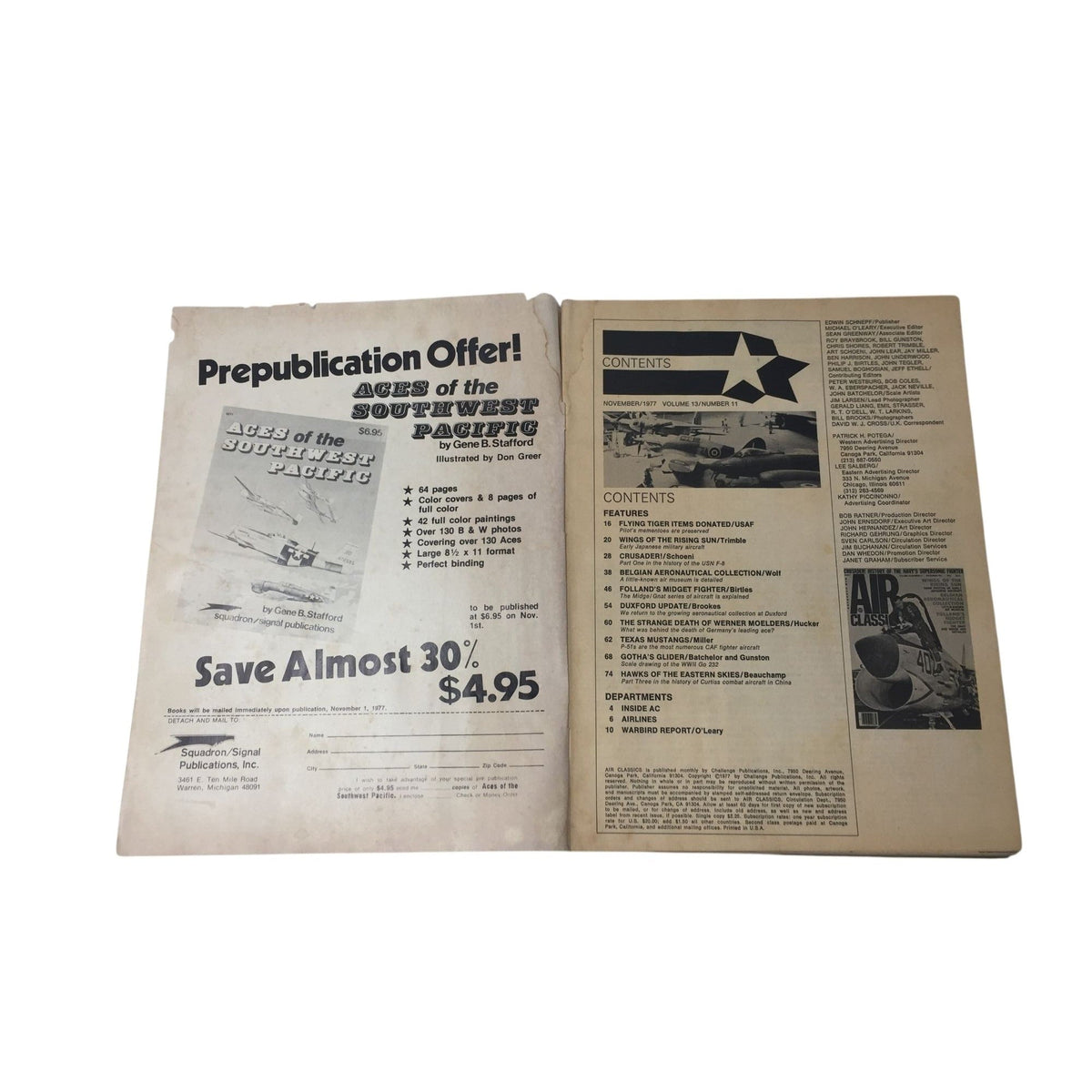 November 1977 issue of Air Classics magazine (Volume 13, Number 11) Challenge Publications  A+ Stuff Magazines
