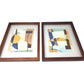 Set of 2 Multicolored Abstract Art Pieces with Wooden Frames Lishui Oak Made Made board Co.  A+ Stuff art print