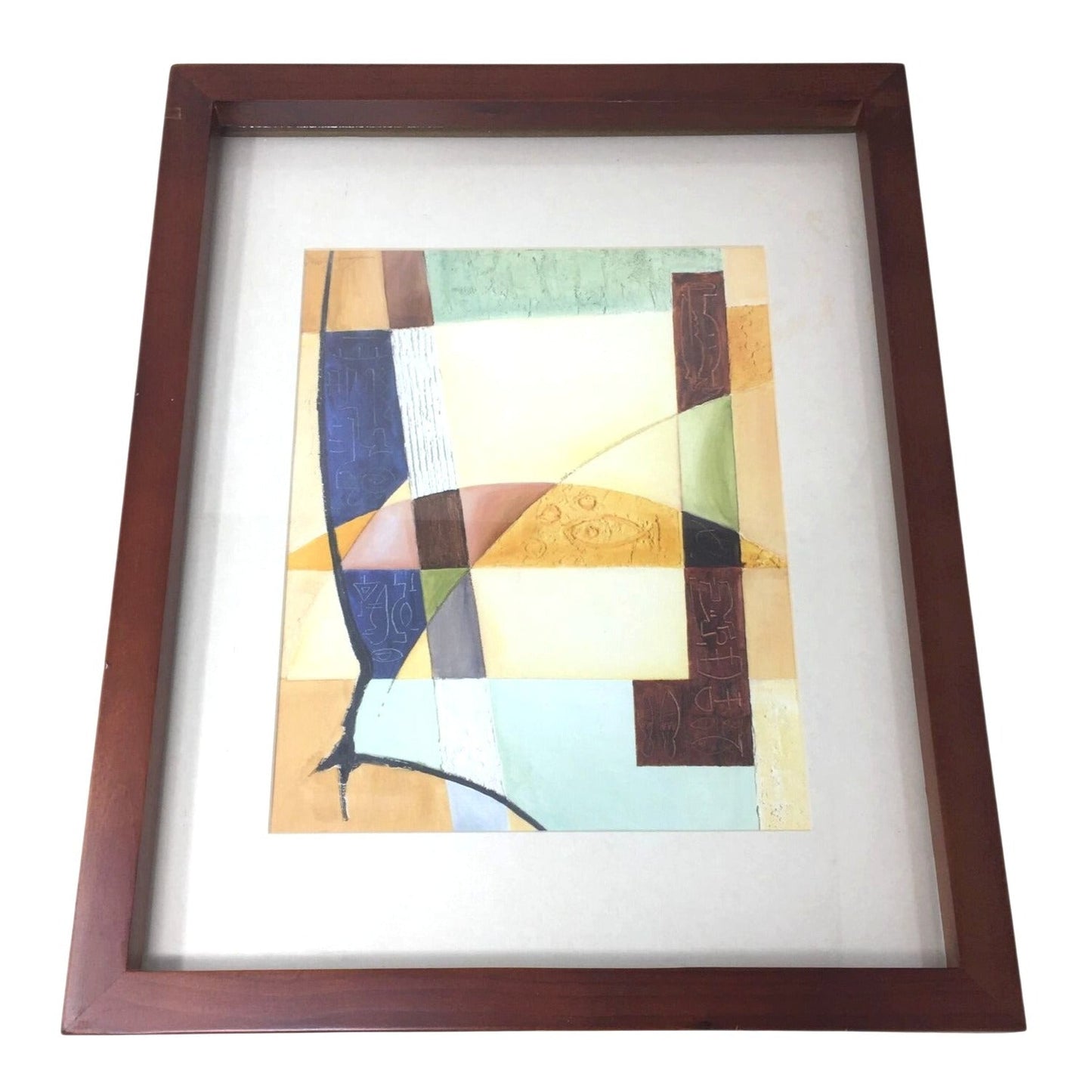 Set of 2 Multicolored Abstract Art Pieces with Wooden Frames Lishui Oak Made Made board Co.  A+ Stuff art print