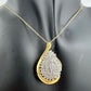 Stunning Pear cut 1.00 Carat Natural Diamond Necklace in 14kt Gold Overlaying Sterling Silver