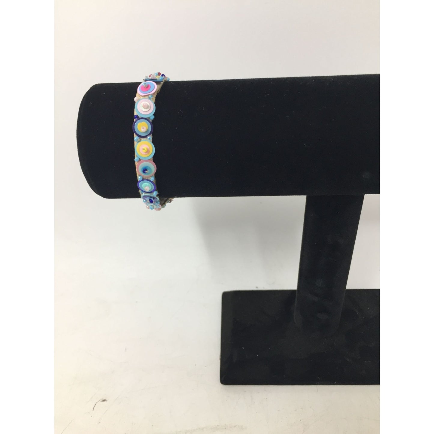 Colorful Velveteen Bracelet with Sequins and Glass