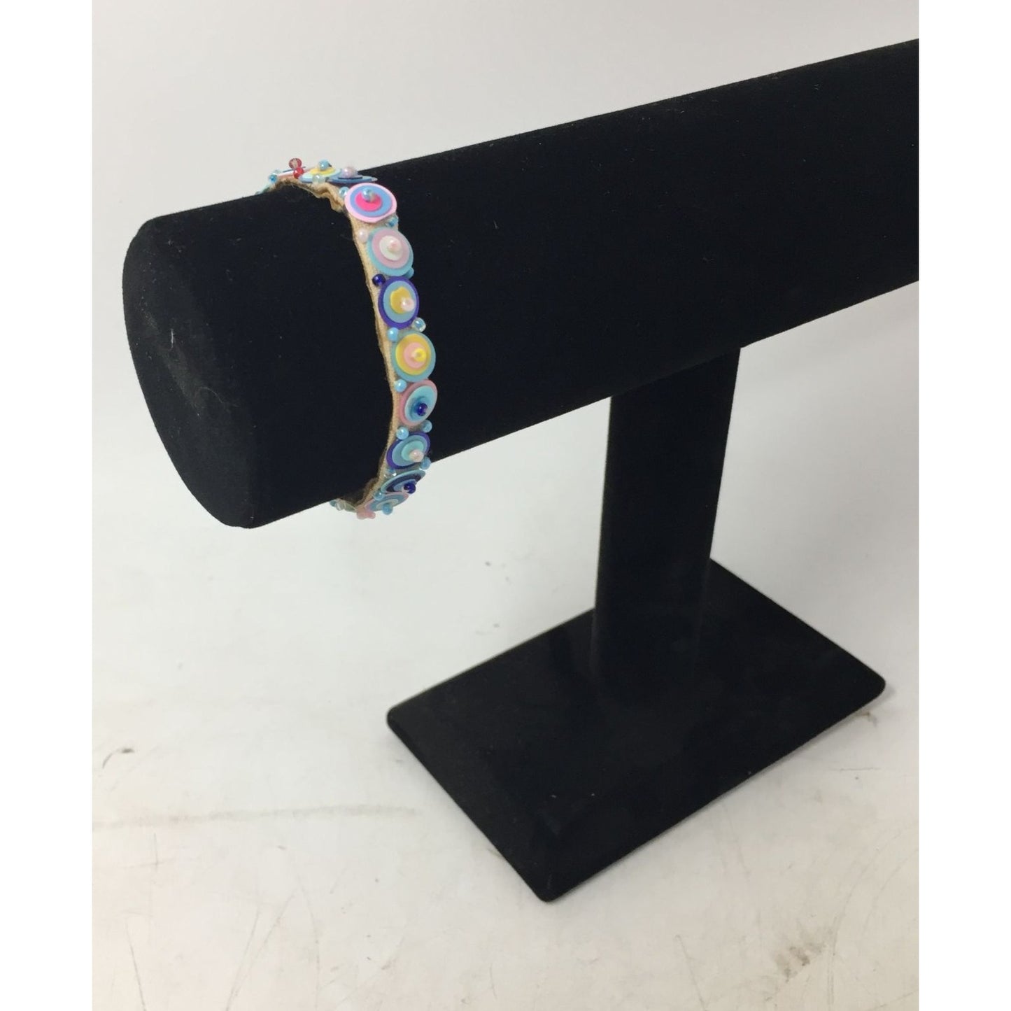 Colorful Velveteen Bracelet with Sequins and Glass