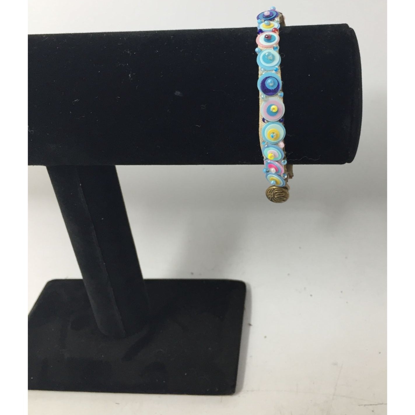Colorful Velveteen Bracelet with Sequins and Glass
