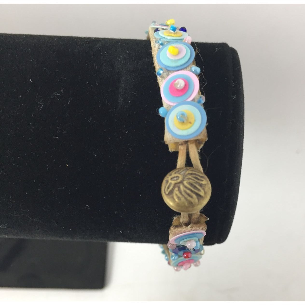 Colorful Velveteen Bracelet with Sequins and Glass