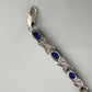 8.40 Carat  Deep Blue Lab Created Sapphire Bracelet with Diamond Accent