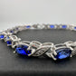 8.40 Carat  Deep Blue Lab Created Sapphire Bracelet with Diamond Accent