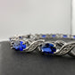 8.40 Carat  Deep Blue Lab Created Sapphire Bracelet with Diamond Accent