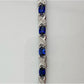 8.40 Carat  Deep Blue Lab Created Sapphire Bracelet with Diamond Accent