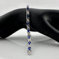 8.40 Carat  Deep Blue Lab Created Sapphire Bracelet with Diamond Accent