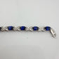 8.40 Carat  Deep Blue Lab Created Sapphire Bracelet with Diamond Accent