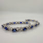 8.40 Carat  Deep Blue Lab Created Sapphire Bracelet with Diamond Accent