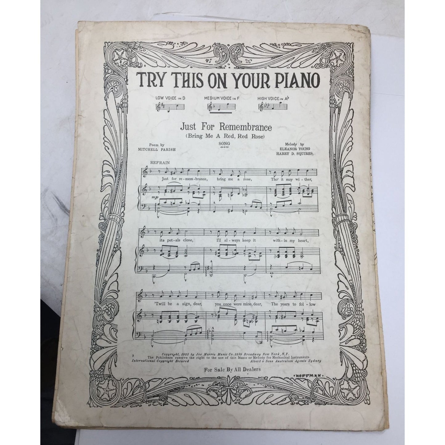 Vintage Sheet Music for the song "Dream Daddy," Jack Chapman  A+ Stuff Sheet Music