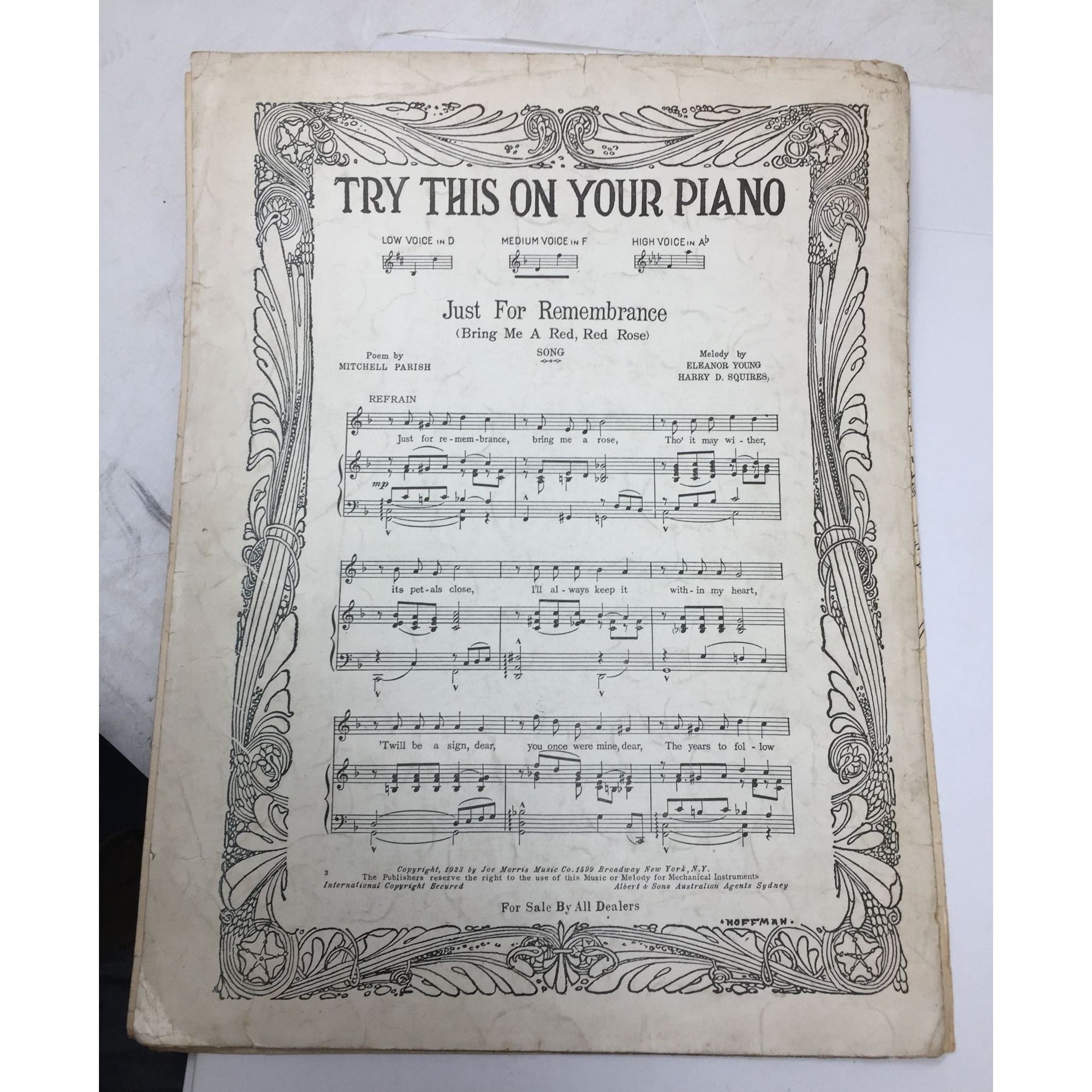 Vintage Sheet Music for the song "Dream Daddy," Jack Chapman  A+ Stuff Sheet Music