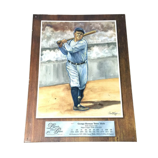 Vintage 1998 George Herman ''Babe'' Ruth 'Legends Of The Game' Baseball Metal Sign - A+ Stuff