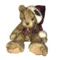 Christmas Bear Plush in Santa Claus Hat 13" Deep Red & Green Tie Holiday Decor