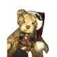 Christmas Bear Plush in Santa Claus Hat 13" Deep Red & Green Tie Holiday Decor
