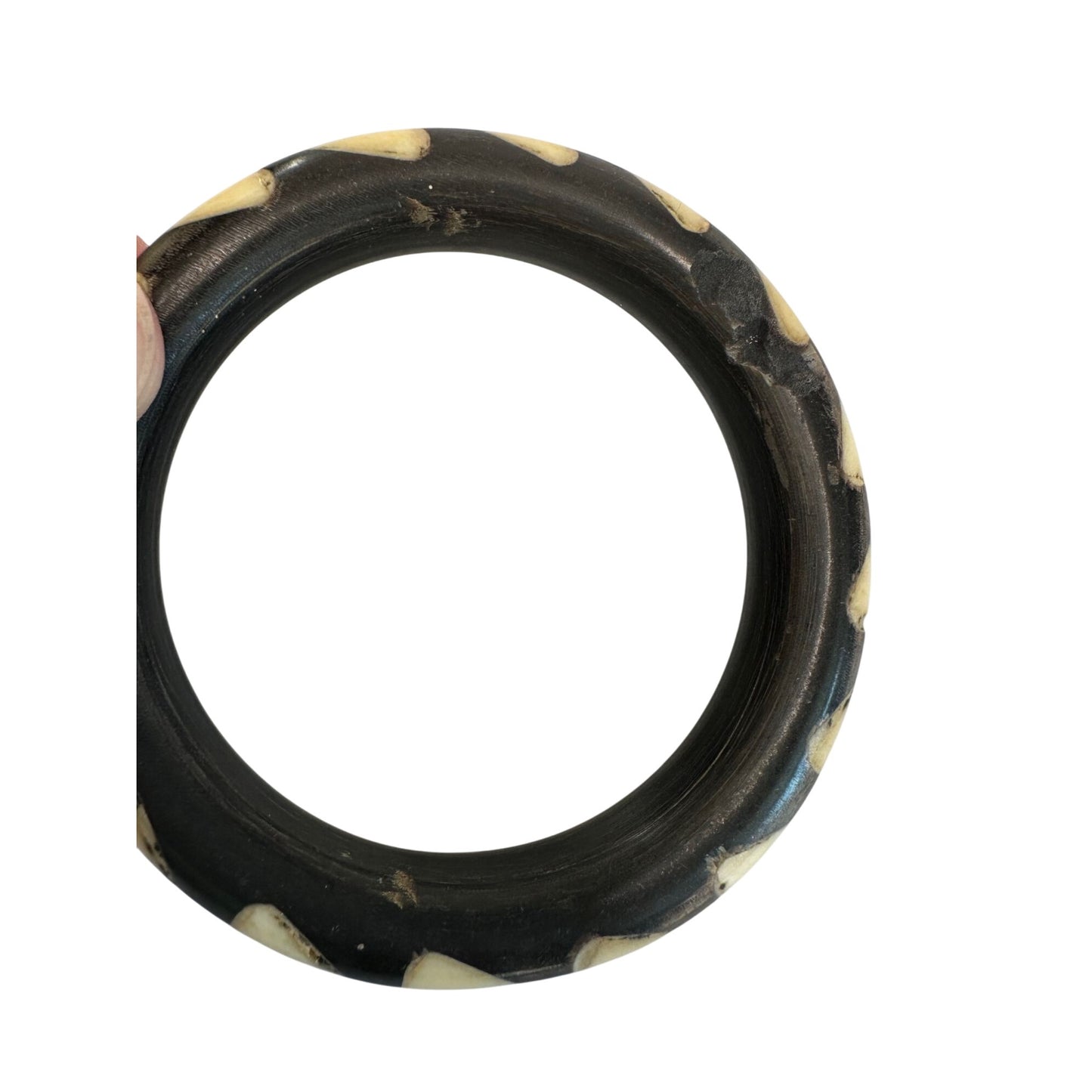 Women's Unique Black And Cream Bangle Bracelet