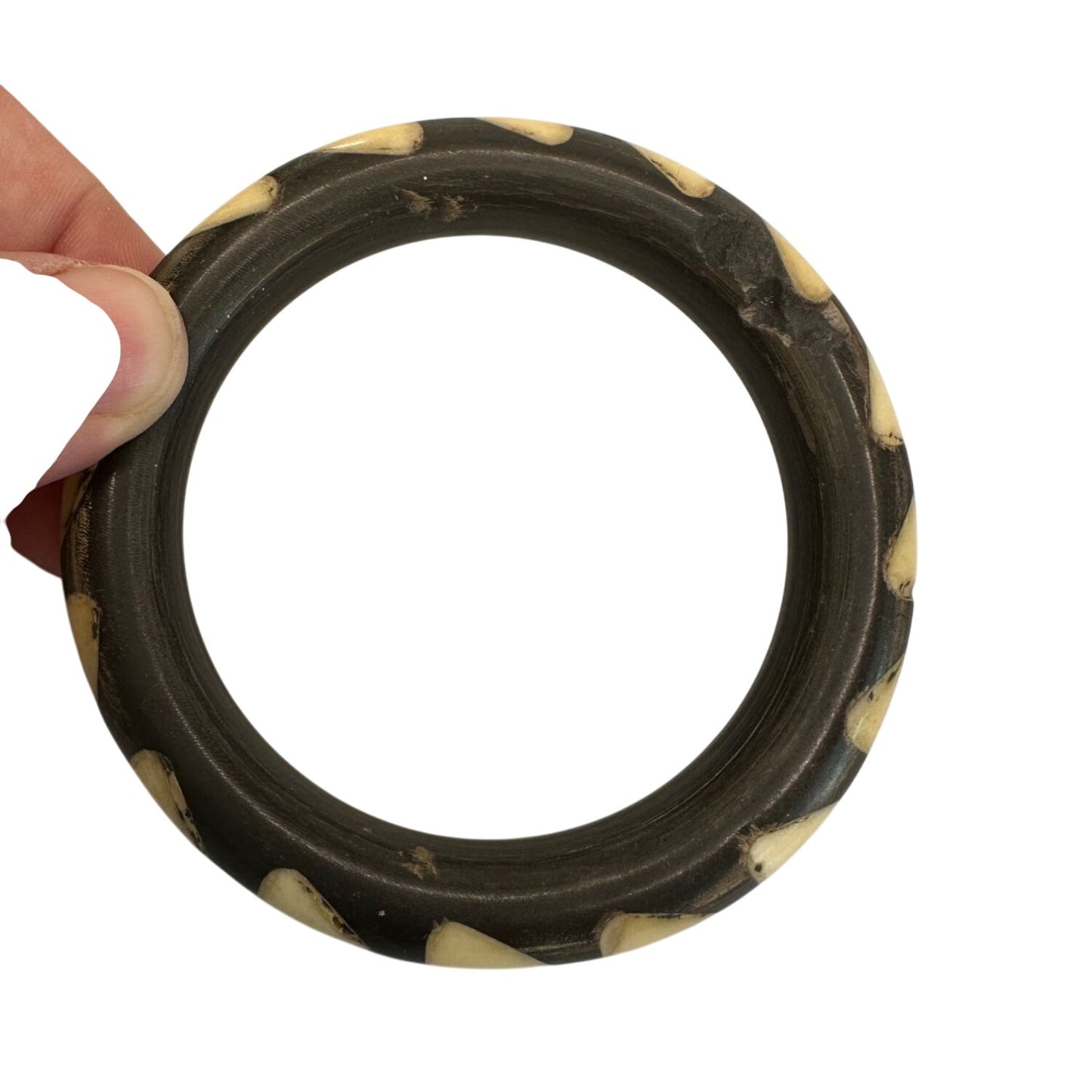 Women's Unique Black And Cream Bangle Bracelet