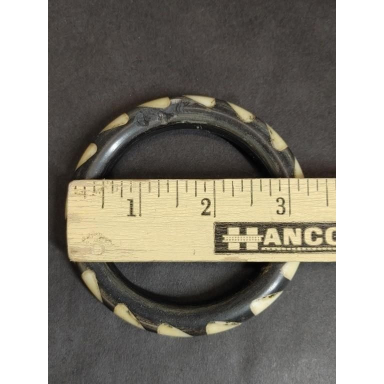 Women's Unique Black And Cream Bangle Bracelet