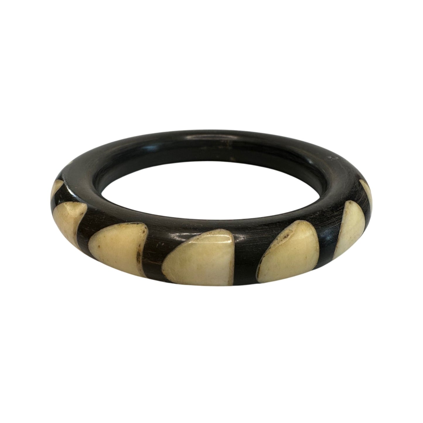 Women's Unique Black And Cream Bangle Bracelet