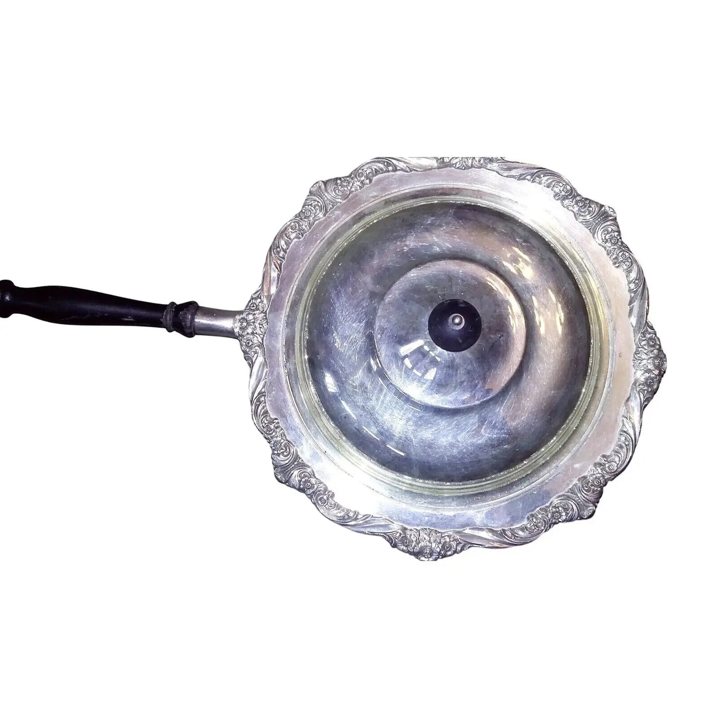 Ornate SILVERPLATE Pan w Lid FLOURISH Floral Edges Vintage Fancy F. B. Rogers