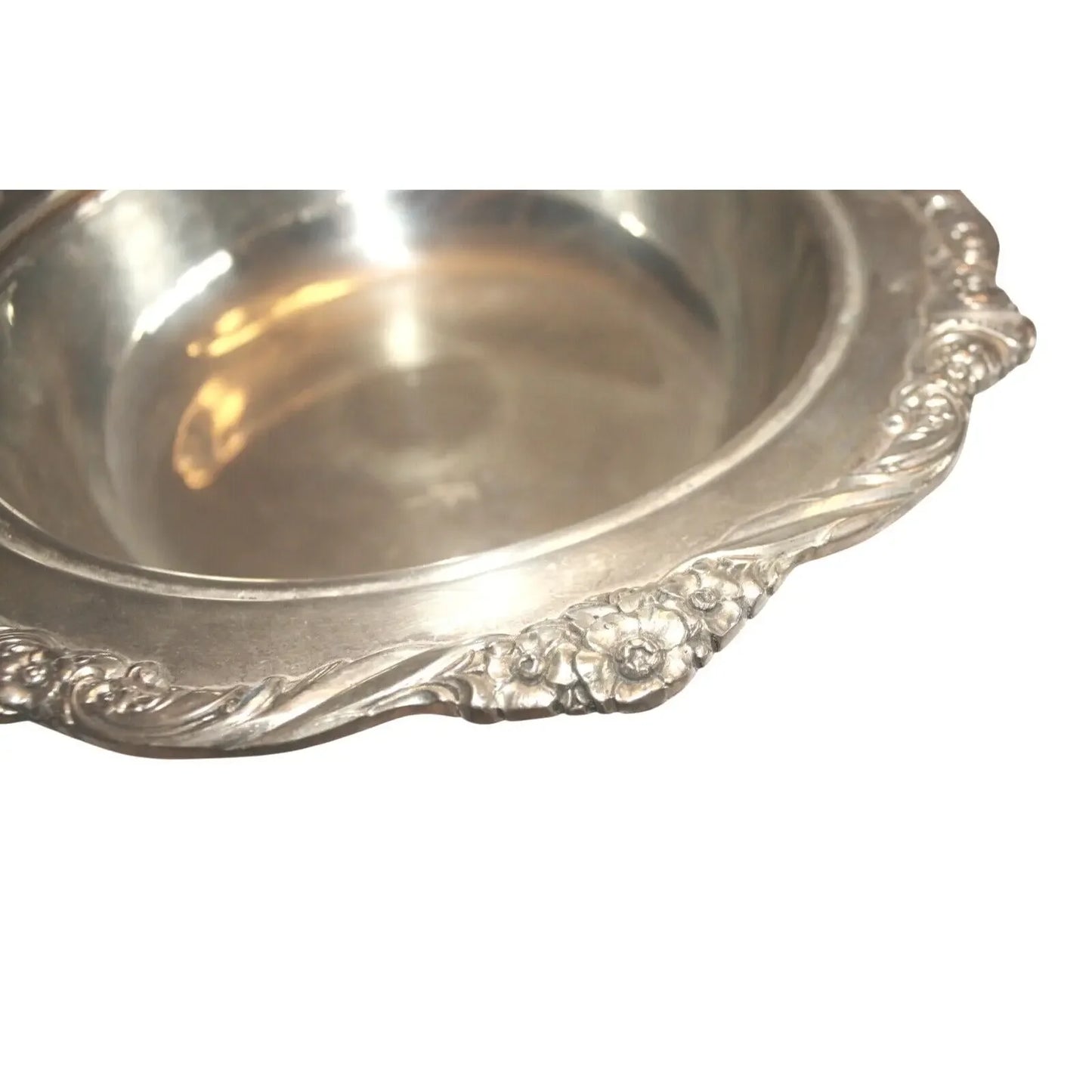 Ornate SILVERPLATE Pan w Lid FLOURISH Floral Edges Vintage Fancy F. B. Rogers
